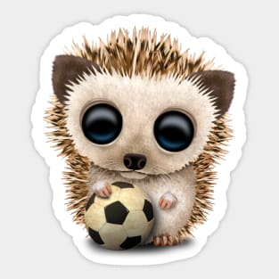 Cute Baby Hedgehog With Football Soccer Ball Sticker